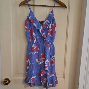 Express Lavender-Blue Floral Ruffle Mini Dress